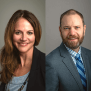 From left to right: Headshots side by side of Kathleen Heckman and Geoff Bartlett.